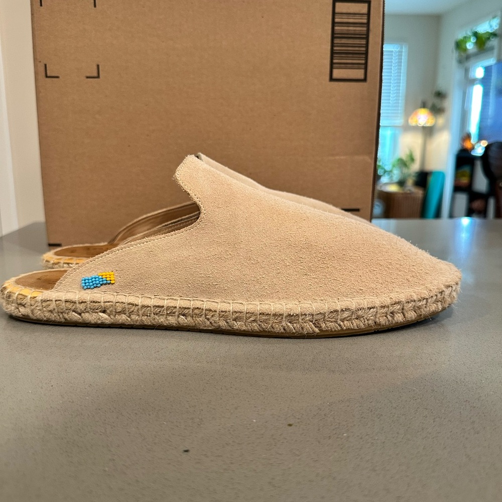 Ubuntu Beige Suede Clog/Espadrille/Mules/Slippers